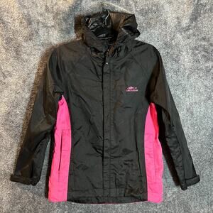 Grundens Jacket Womens Small Black Pink Rain Outdoors Hiking Pockets Full Zip